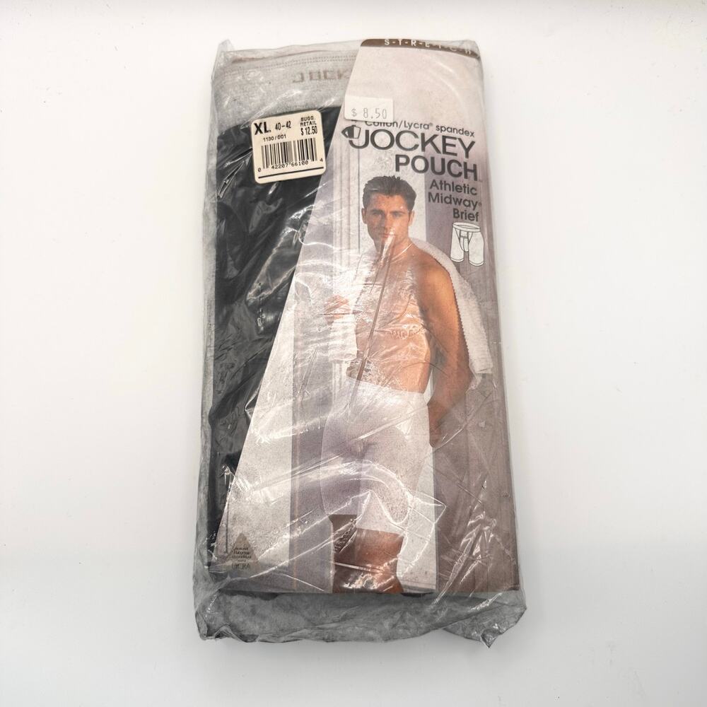 Vintage Deadstock Jockey Pouch Athletic Midway Brief Underwear XL Black 1993
